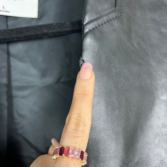 Aritzia Babaton Logan Faux Leather Jacket Blazer Black Sz Large - Picture 11 of 13